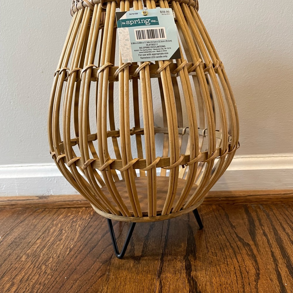 Natural Lantern On Stand set of 2 (FINAL PRICE $71) - Picture 2 of 7